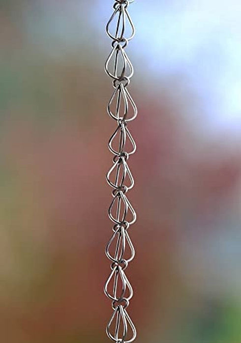 Aluminum Teardrop Rain Chain Replacement Downspout for Gutters, Mill Finish